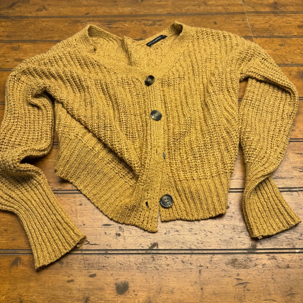 moon & madison Mustard Knit Button-Front Cardigan